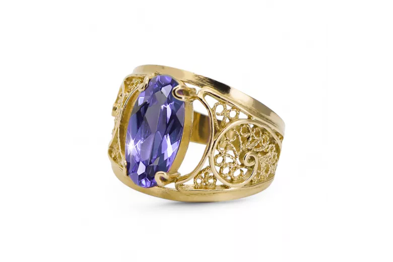 14 Karat Gelbgold Alexandrit Ring Vintage Handwerk vrc057y